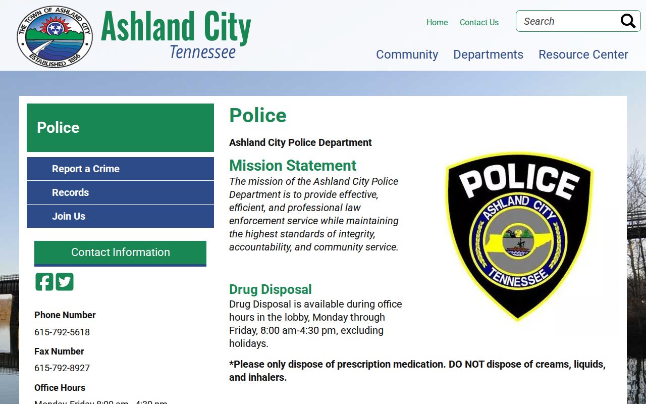 Ashland City Police recent arrest and records contact